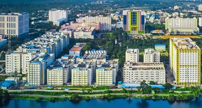 Aerial view of SRM Institute of Science and Technology campus